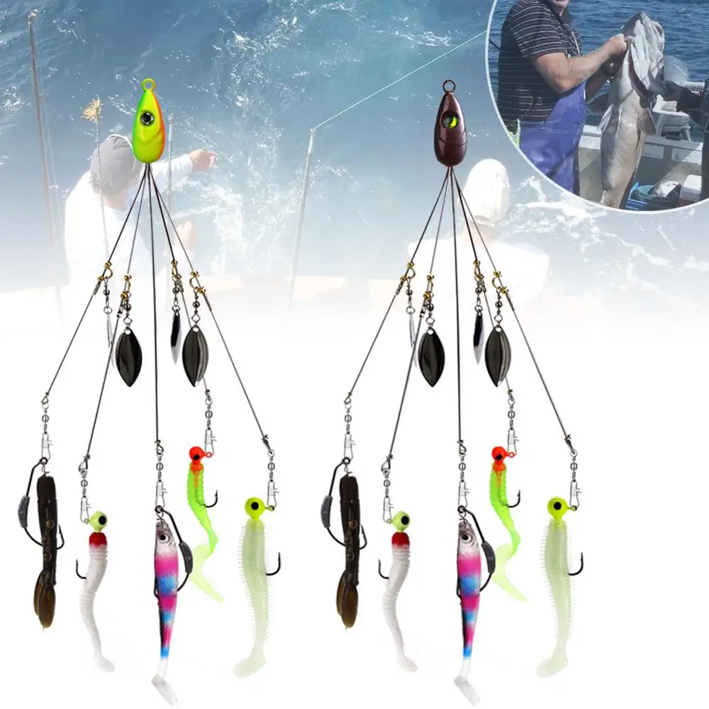 Fishing Lure Set Spiral Tractor Bait 5 Arms Alabama Umbrella Rigs with Barrel Swivels Fishing Lures Bait Bass with Fake Bait
Fishing Lure Set Spiral Tractor Bait 5 Arms Alabama Umbrella Rigs with Barrel Swivels Fishing Lures Bait Bass with Fake Bait