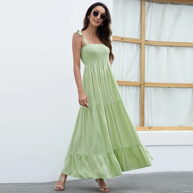 Summer Spaghetti Strap Stretchy Strapless Sexy Long Dress Women New Solid Casual High Waist Boho Lace Up Bow Robe Maxi Vestidos
Summer Spaghetti Strap Stretchy Strapless Sexy Long Dress Women New Solid Casual High Waist Boho Lace Up Bow Robe Maxi Vestidos