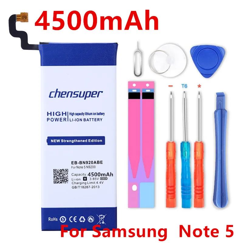 Новый литий ионный аккумулятор chensuper 4500 мАч для телефона Samsung Galaxy Note 5 N9200