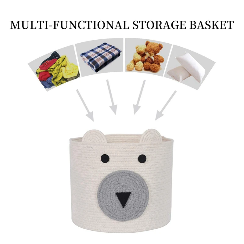 2 Pcs Cotton Rope Bear Storage Bin with Handles Storage Basket Gray & White
2 Pcs Cotton Rope Bear Storage Bin with Handles Storage Basket Gray & White