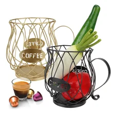 Electroplating Gold Spray Coffee Capsule Basket Coffee Pod Organizer Holder Storage Cup Anti-Rust Large Capacity Iron Art