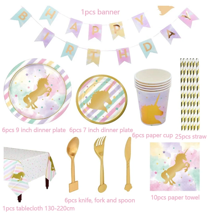 Unicorn birthday party decoration kids unicorn disposable tableware set dinner plate baby shower girl birthday party supplies
Unicorn birthday party decoration kids unicorn disposable tableware set dinner plate baby shower girl birthday party supplies