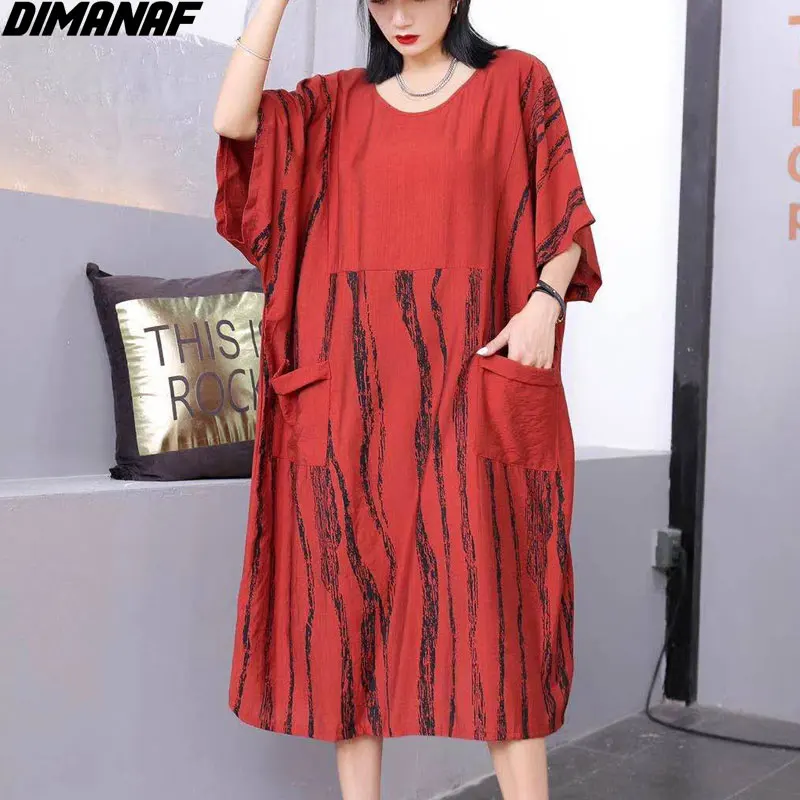 DIMANAF 2021 Oversize Summer Style Dress Women Female Striped Print Patchwork Loose Vintage Long New Casual Dress
DIMANAF 2021 Oversize Summer Style Dress Women Female Striped Print Patchwork Loose Vintage Long New Casual Dress