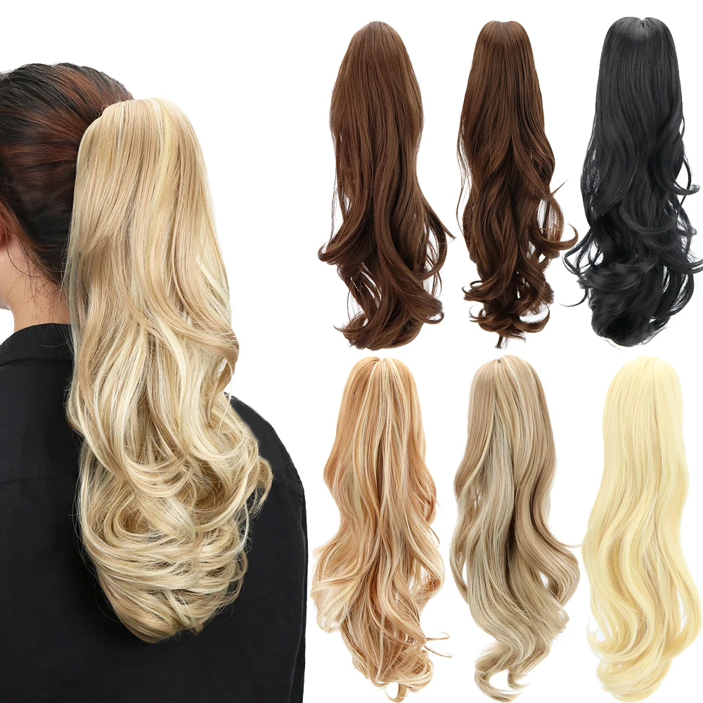 

Free Beauty 18" Synthetic Claw Clip In Ponytail Hair Extensions Blonde Wavy Jaw Pony Tail Extension Fake Hairpiece for Women