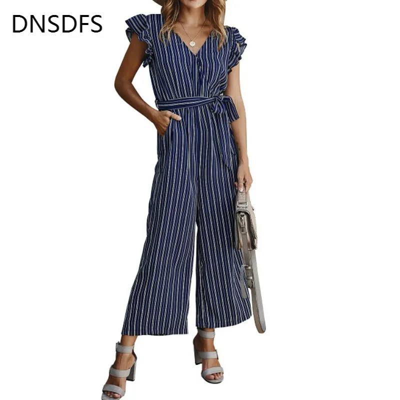 Cotton Thin Stripe Jumpsuit Women's 2020 Casual Beach Boho Rompers Spring Summer Elegant Sexy Jumpsuits Ruffle Sleeve Belt Femme
Cotton Thin Stripe Jumpsuit Women's 2020 Casual Beach Boho Rompers Spring Summer Elegant Sexy Jumpsuits Ruffle Sleeve Belt Femme