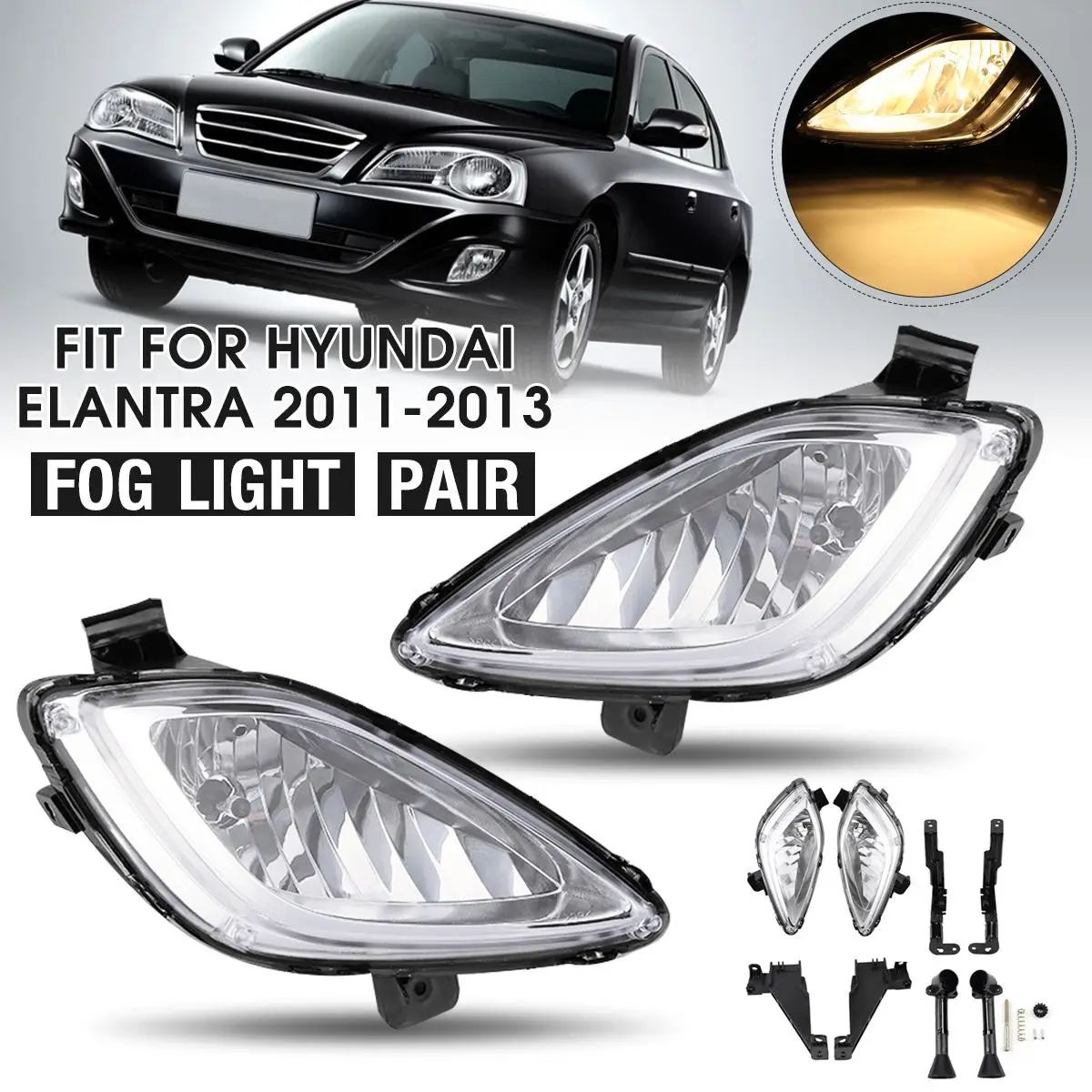 Pair Fog Light For Hyundai Elantra 2011-2013 Clear Front Bumper Fog Lights Lamps Left&Right Signal Lamp Assembly DC 12V
Pair Fog Light For Hyundai Elantra 2011-2013 Clear Front Bumper Fog Lights Lamps Left&Right Signal Lamp Assembly DC 12V