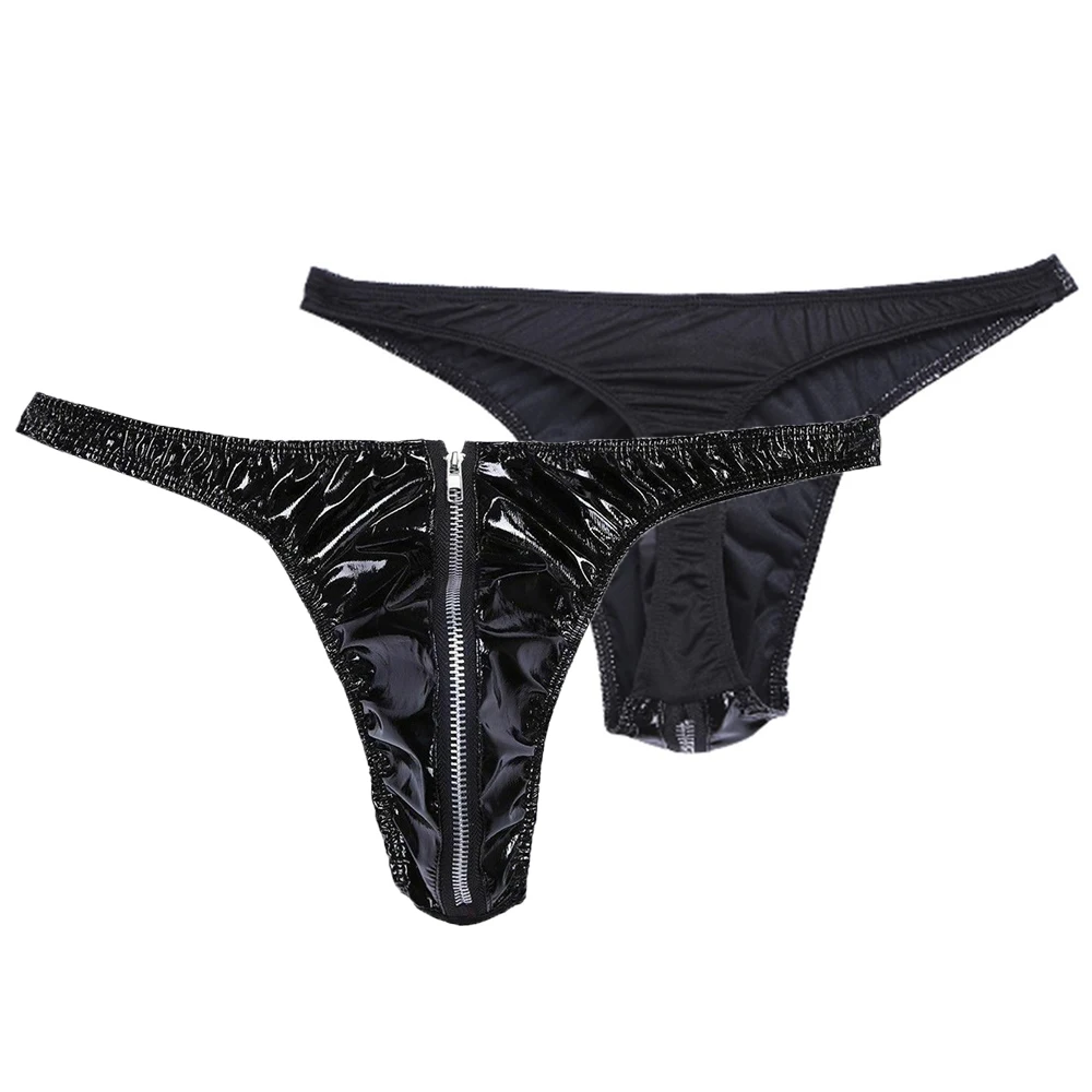 Mens Lingerie Wet Look Leather Zippered Pouch Briefs Bikini Thong Underwear Low Waist Faux Leather Invisible Zipper Thong T Pant
Mens Lingerie Wet Look Leather Zippered Pouch Briefs Bikini Thong Underwear Low Waist Faux Leather Invisible Zipper Thong T Pant