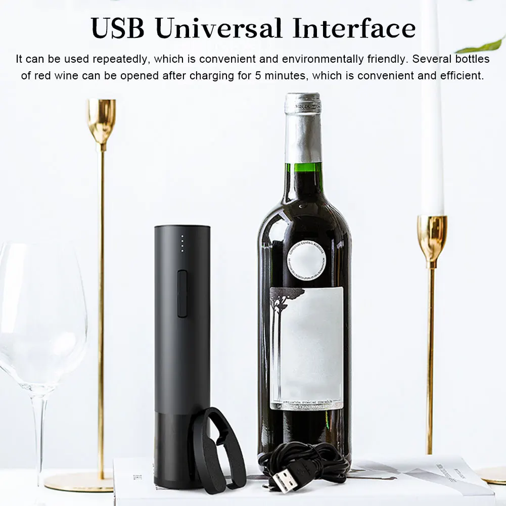 Hot Electric Wine Opener Quick automatic bottle opener bar kitchen tool aluminum foil cutter Rechargeable wine corkscrew
Hot Electric Wine Opener Quick automatic bottle opener bar kitchen tool aluminum foil cutter Rechargeable wine corkscrew