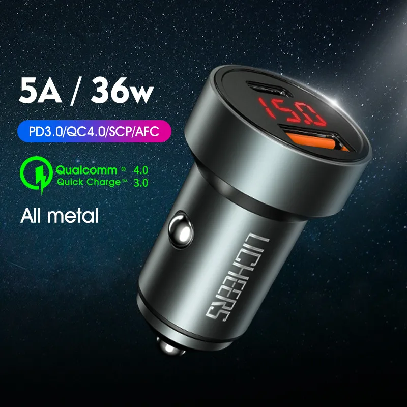 Licheers Быстрая зарядка 4 0 3 USB Автомобильное зарядное устройство для iPhone Xiaomi Samsung QC4.0