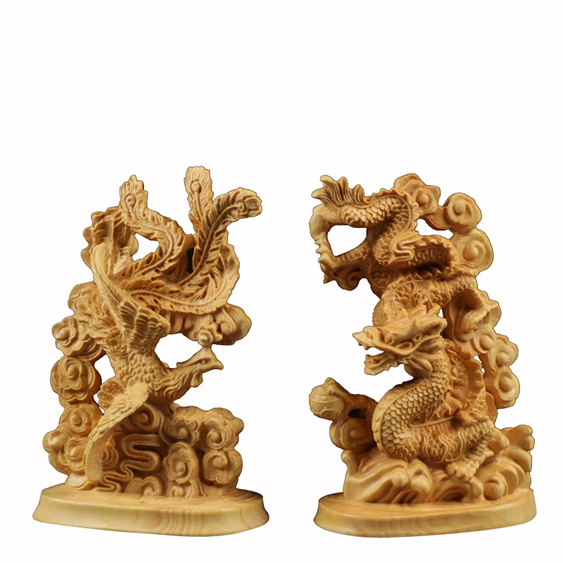 2PCS Boxwood 12cm Chinese Dragon and Phoenix Sculpture Wood Carving God Animal Statue Lucky Home Decor
2PCS Boxwood 12cm Chinese Dragon and Phoenix Sculpture Wood Carving God Animal Statue Lucky Home Decor