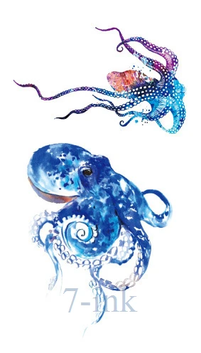 Водостойкие Временные татуировки цветные морской осьминог Переводные