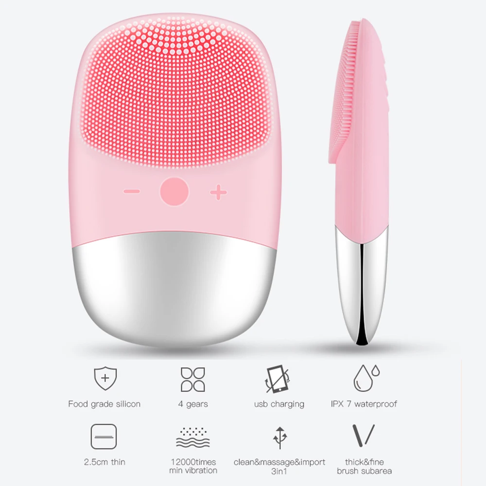 Mini Silicone Electric Face Cleansing Brush Electric Facial Cleanser Sonic Facial Cleansing Brush Skin Massager Skin Care Tools
Mini Silicone Electric Face Cleansing Brush Electric Facial Cleanser Sonic Facial Cleansing Brush Skin Massager Skin Care Tools