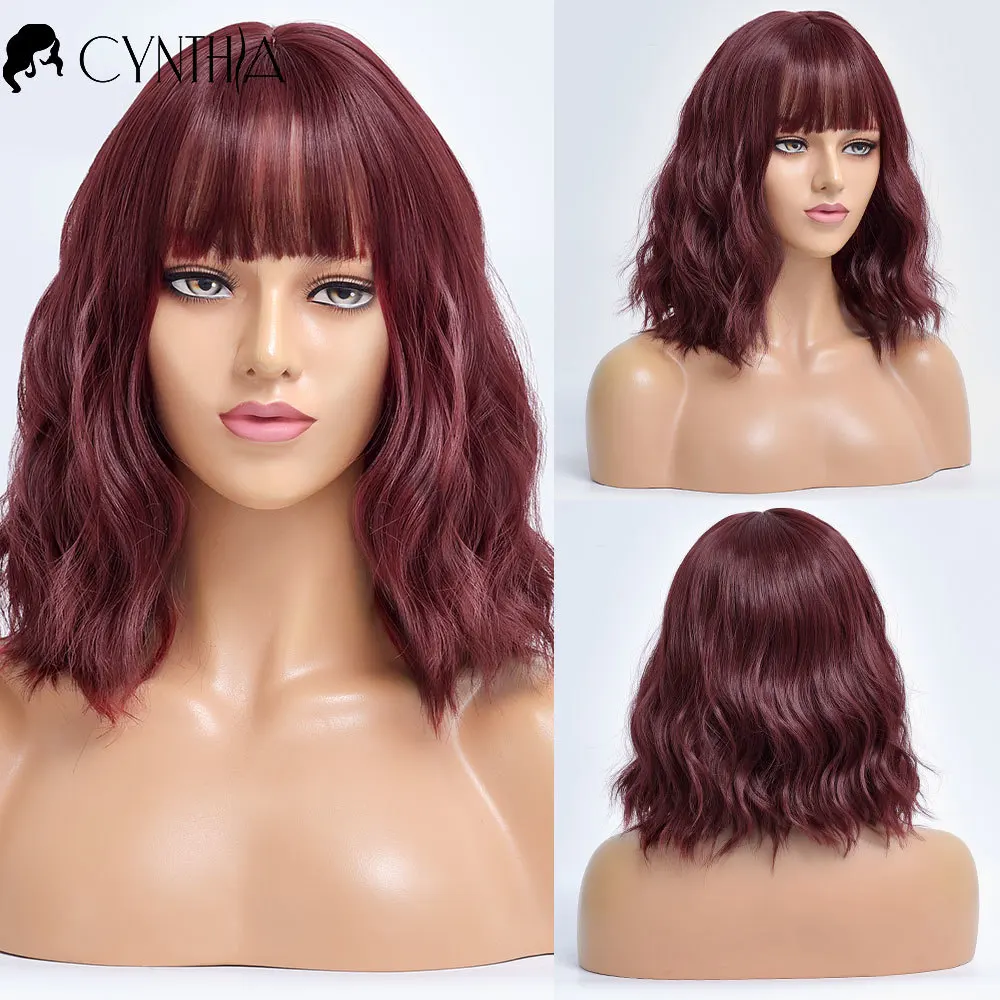 Wine Red Short Wave Daily Colored Hair Synthetic Wig With Bangs For White Women Natural Cosplay Heat Resistant Fiber Female Wigs
Wine Red Short Wave Daily Colored Hair Synthetic Wig With Bangs For White Women Natural Cosplay Heat Resistant Fiber Female Wigs