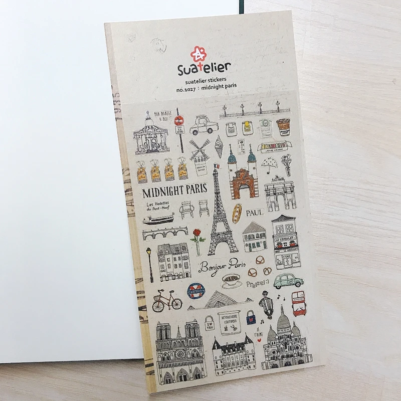 Наклейка для скрапбукинга, Корея, Соня, полночный Париж, Канцтовары, самодельные Украшения из ПВХ, товары для дома, наклейки Suatelier s 
Наклейка для скрапбукинга, Корея, Соня, полночный Париж, Канцтовары, самодельные Украшения из ПВХ, товары для дома, наклейки Suatelier s