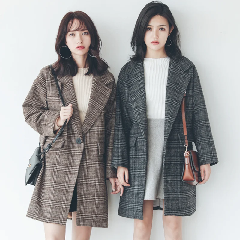 Vintage British Preppy Style Tailored Collar Oversized Over Coat Ladies Autumn Winter Wool Jacket Plaid Woolen Coat Long Women
Vintage British Preppy Style Tailored Collar Oversized Over Coat Ladies Autumn Winter Wool Jacket Plaid Woolen Coat Long Women