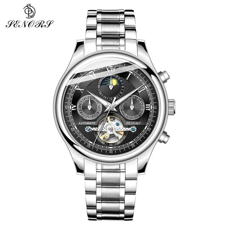 SENORS Men Automatic Mechanical Watches Fashion Luxury Tourbillon Self-Wind Watch Mens Stainless Steel Waterproof Wristwatch
SENORS Men Automatic Mechanical Watches Fashion Luxury Tourbillon Self-Wind Watch Mens Stainless Steel Waterproof Wristwatch