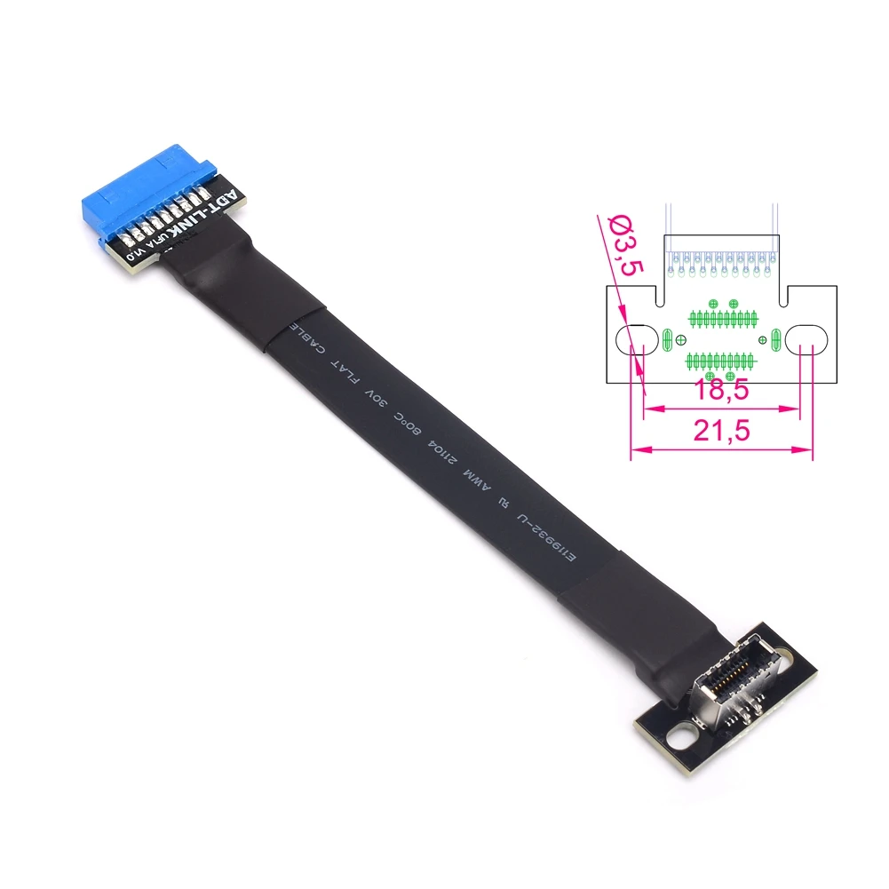 ADT-Link Тип C USB3.1 Передняя панель розетка USB 3,0 19Pin к Type-E 20-контактный разъем плоский Удлинительный адаптер ленточный кабель Защита от электрома...
ADT-Link Тип C USB3.1 Передняя панель розетка USB 3,0 19Pin к Type-E 20-контактный разъем плоский Удлинительный адаптер ленточный кабель Защита от электрома...