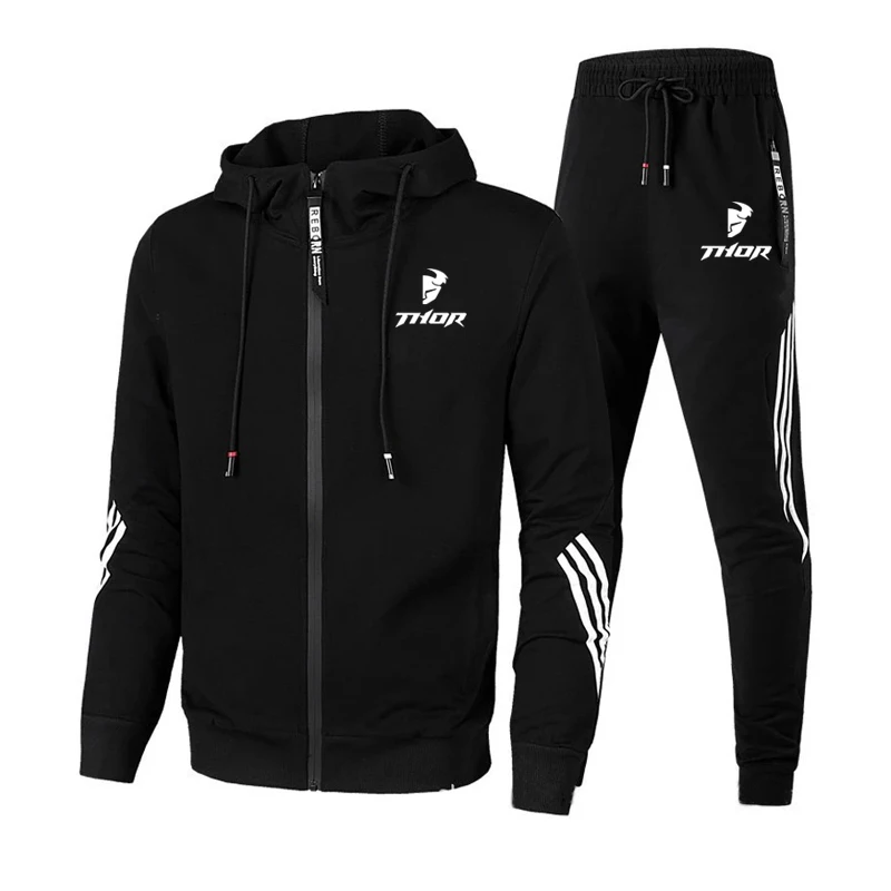 Spring Autumn Sports Jogging Suit THOR Men's Suit Two-piece Striped Sportswear Full-sleeve Tops Hooded + Outdoor Pants
Spring Autumn Sports Jogging Suit THOR Men's Suit Two-piece Striped Sportswear Full-sleeve Tops Hooded + Outdoor Pants