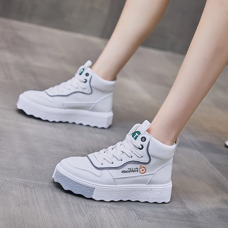 2021 High Tops White Shoes Sneaker Female All-match Leather New Soft Soled Board Shoes Retro British Casual Shoes Platform Shoes
2021 High Tops White Shoes Sneaker Female All-match Leather New Soft Soled Board Shoes Retro British Casual Shoes Platform Shoes