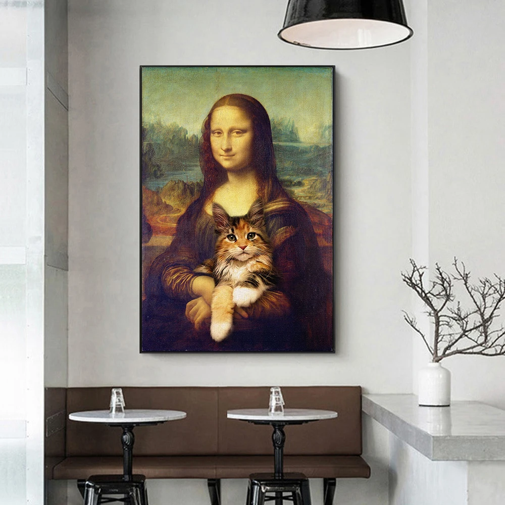 Modern Art Oil Painting Mona Lisa and Cat Canvas Painting Posters and Prints Home Living Room Background Wall Decoration
Modern Art Oil Painting Mona Lisa and Cat Canvas Painting Posters and Prints Home Living Room Background Wall Decoration