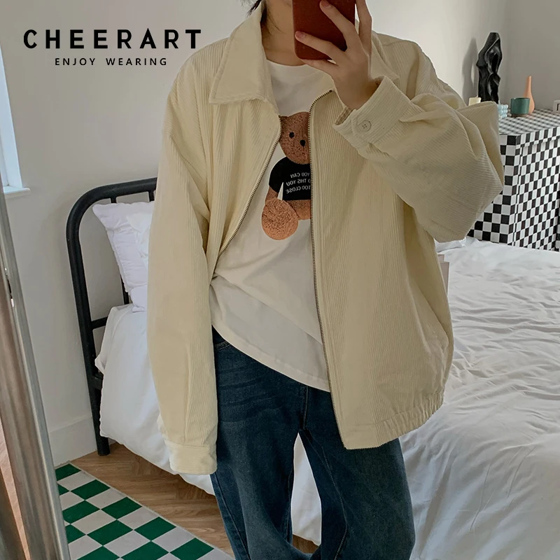 CHEERART Corduroy Jacket For Women 2021 Fall Clothes Zipper Up Shacket Korean Style Casual Coat Beige Autumn Jacket Outerwear
CHEERART Corduroy Jacket For Women 2021 Fall Clothes Zipper Up Shacket Korean Style Casual Coat Beige Autumn Jacket Outerwear