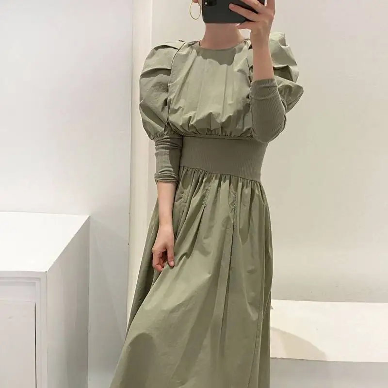 Autumn Solid Color Puff Sleeve Women Dress French Style Chic Pleated Slim Waist Vestidos O-neck A-line Dresses
Autumn Solid Color Puff Sleeve Women Dress French Style Chic Pleated Slim Waist Vestidos O-neck A-line Dresses