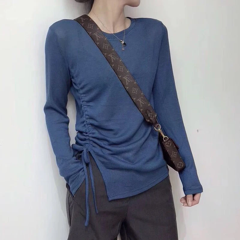 New Autumn Shirring Split Irregular Women Tops Long Sleeve O Neck Stretch Slim Fit Solid Streetwear Blouse Spring Shirt Female
New Autumn Shirring Split Irregular Women Tops Long Sleeve O Neck Stretch Slim Fit Solid Streetwear Blouse Spring Shirt Female