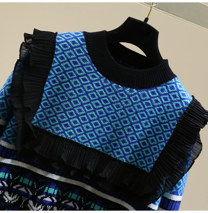 2020 Autumn Retro Printed Sweater Korean Style Loose Chiffon Ruffles Stitching Pleated Casual Long Sleeve Sweater Top Woman
2020 Autumn Retro Printed Sweater Korean Style Loose Chiffon Ruffles Stitching Pleated Casual Long Sleeve Sweater Top Woman