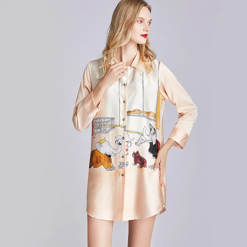 Summer Autumn Silk Womens Sleepwear Sexy Sleepshirt Print Ladies Nightgown Young Girl Outwear Nightdress Party
Summer Autumn Silk Womens Sleepwear Sexy Sleepshirt Print Ladies Nightgown Young Girl Outwear Nightdress Party