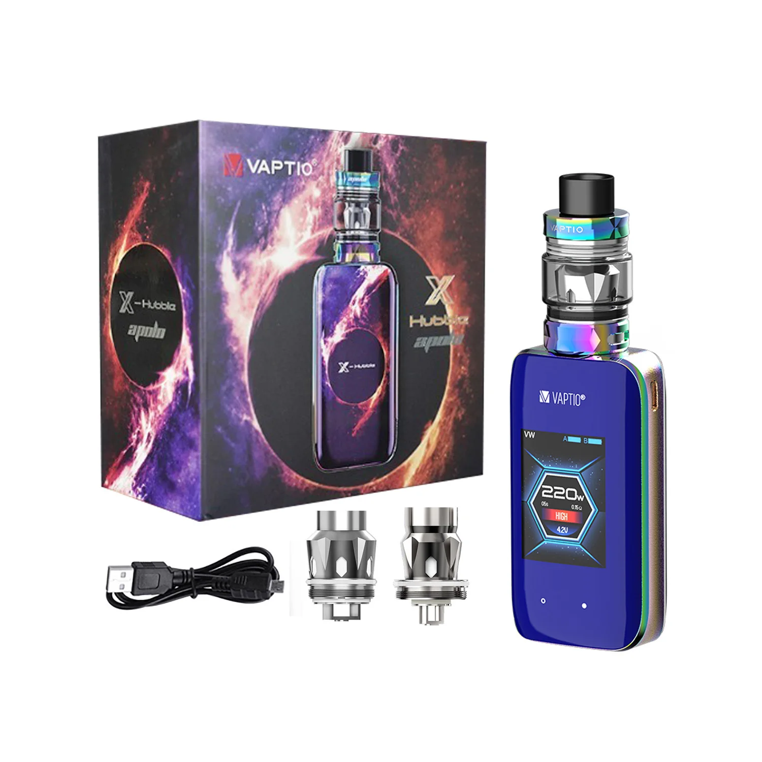 Vaptio X-HUBBLE APOLO 220W Vape Kit With 5ml Tank 2TFT Touch Screen Electronic Cigarette Vaporizer No Battery
Vaptio X-HUBBLE APOLO 220W Vape Kit With 5ml Tank 2TFT Touch Screen Electronic Cigarette Vaporizer No Battery