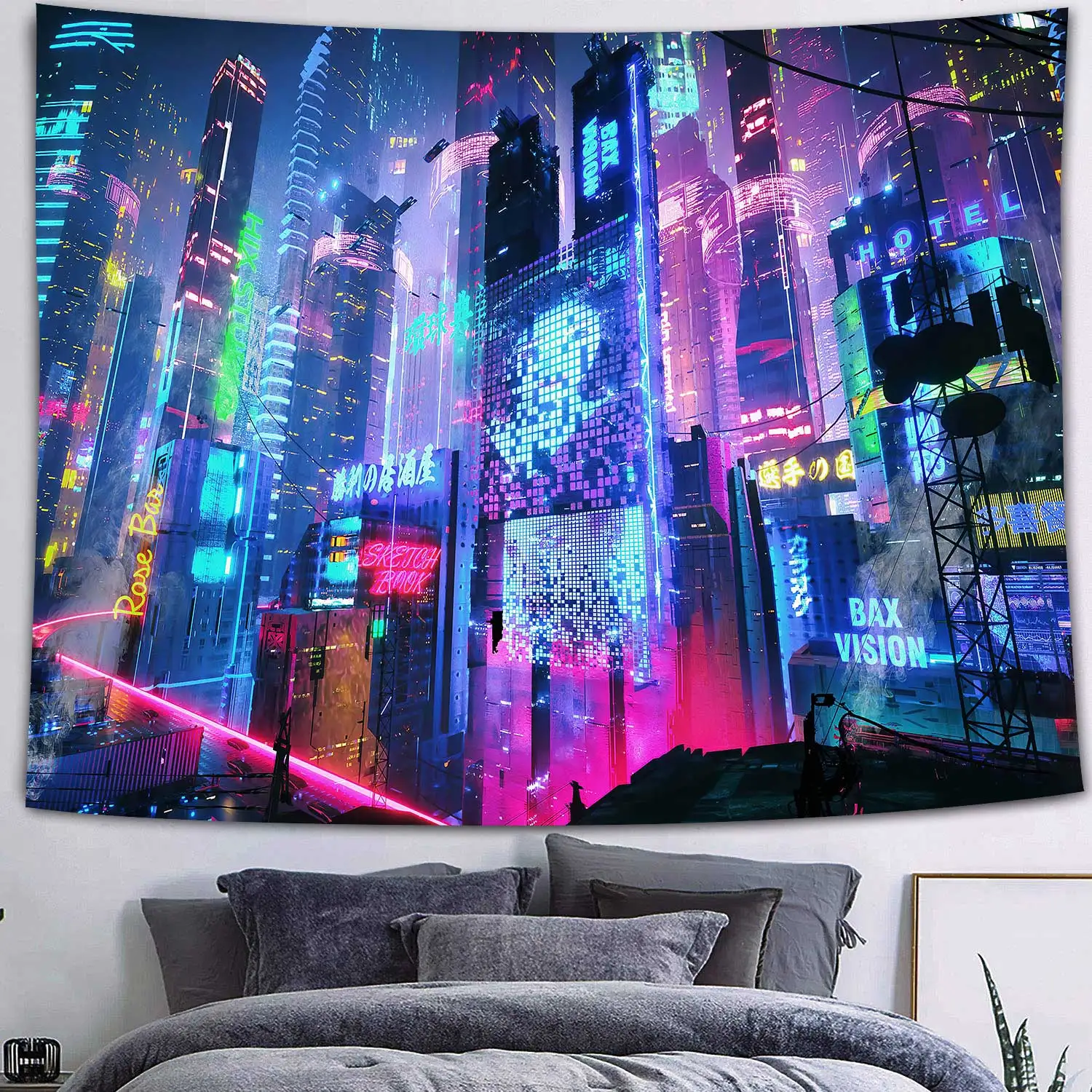 Large Tapestry Simsant Cyber-Punk Psychedelic Fantasy Future City Cyberspace Tapestry Neon "Good Vibes Only" Planet Mountains
Large Tapestry Simsant Cyber-Punk Psychedelic Fantasy Future City Cyberspace Tapestry Neon "Good Vibes Only" Planet Mountains