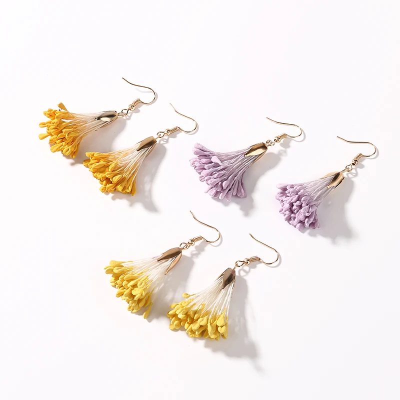 Creative Flower Dangle Earrings for Women 2020 Lovely Stamen Drop Earring Fashion Jewelry Purple Yellow Bohemian Tassel Earrings
Creative Flower Dangle Earrings for Women 2020 Lovely Stamen Drop Earring Fashion Jewelry Purple Yellow Bohemian Tassel Earrings