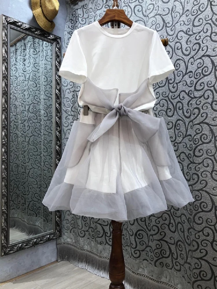 2021 Summer Fashion Short Sets High Quality Women O-Neck Bow Deco White T-Shirt+Sexy Tulle Mesh Patchwork Short Suit Set 2pc Set
2021 Summer Fashion Short Sets High Quality Women O-Neck Bow Deco White T-Shirt+Sexy Tulle Mesh Patchwork Short Suit Set 2pc Set
