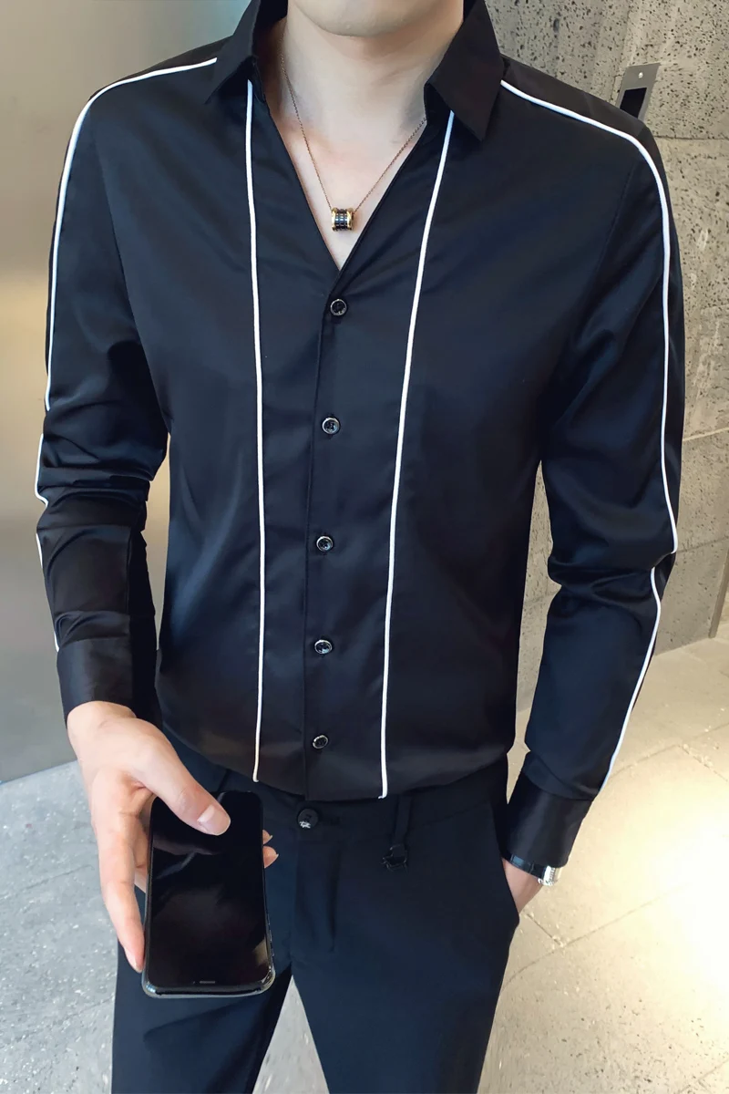 Striped Men 2021 Shirt V-neck Casual Slim Fit Long Sleeve Shirts Camisa Masculina Men Streetwear Night Club Social Tops Clothing
Striped Men 2021 Shirt V-neck Casual Slim Fit Long Sleeve Shirts Camisa Masculina Men Streetwear Night Club Social Tops Clothing