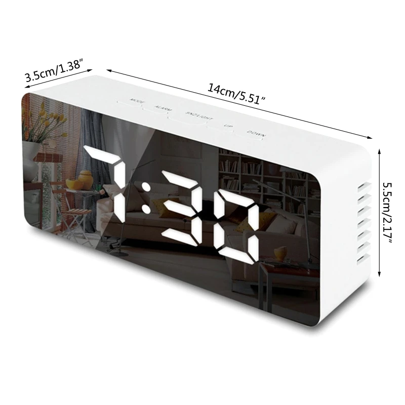 Digital LED Mirror Alarm Clock Snooze Electronic Large Time Temperature Display Home Decoration USB Port Battery Powered
Digital LED Mirror Alarm Clock Snooze Electronic Large Time Temperature Display Home Decoration USB Port Battery Powered