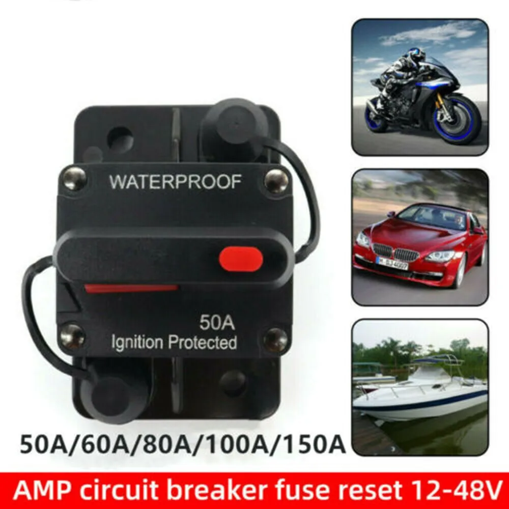 30A/50A/100A/150A/200A AMP Car Circuit Breaker Fuse Reset 12V-48V DC Car Boat Prats Accessories Auto Waterproof
30A/50A/100A/150A/200A AMP Car Circuit Breaker Fuse Reset 12V-48V DC Car Boat Prats Accessories Auto Waterproof