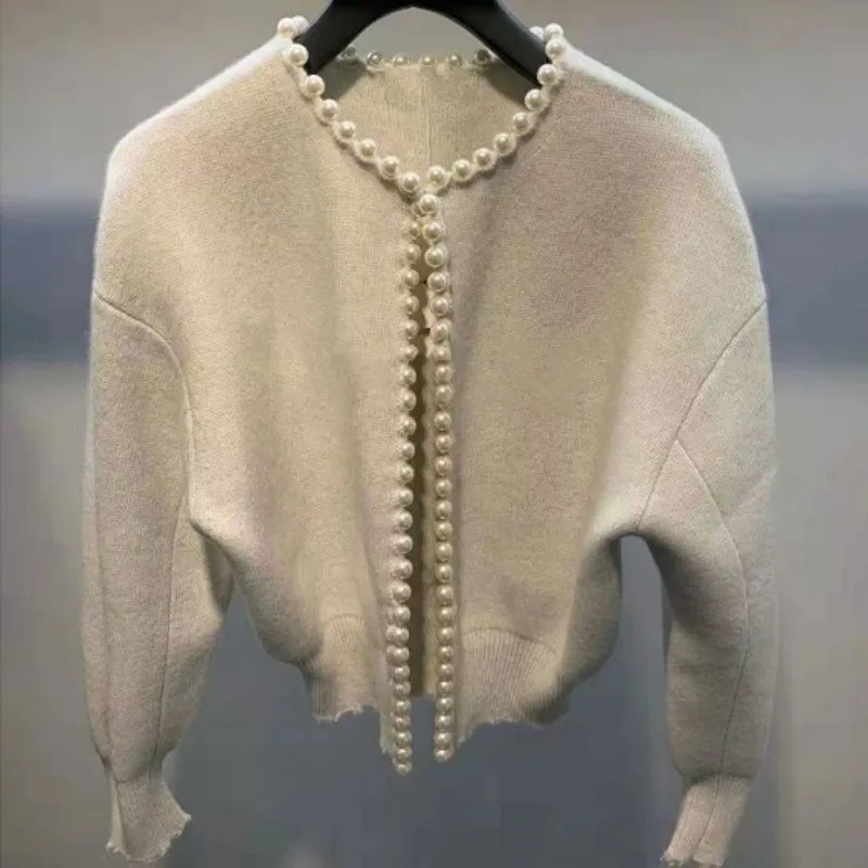 Open Stitch Coat Women Elegant Pearls Short Jacket Sweet Puff Sleeve O-Neck Knitting Cardigan Outerwear Autumn Female Tops Coats
Open Stitch Coat Women Elegant Pearls Short Jacket Sweet Puff Sleeve O-Neck Knitting Cardigan Outerwear Autumn Female Tops Coats