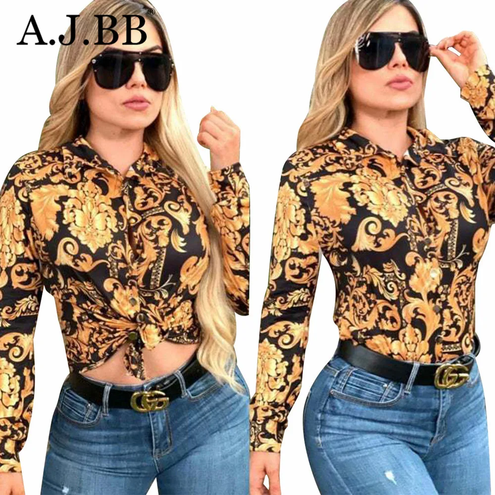 European autumn new fashion print casual women's shirt loose Lapel long sleeve top T-shirt
European autumn new fashion print casual women's shirt loose Lapel long sleeve top T-shirt