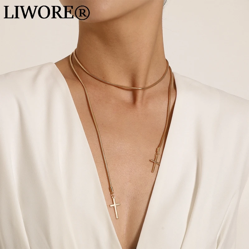 Liwore Fashion Cross Golden Necklace For Women Long Winding Snake Bone Chain Golden Necklace 2021 Trend Jewelry
Liwore Fashion Cross Golden Necklace For Women Long Winding Snake Bone Chain Golden Necklace 2021 Trend Jewelry