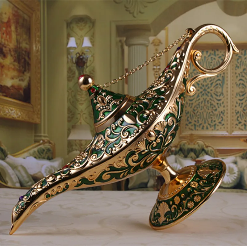34.2X12X18.5CM European Metal crafts Magic Lamp Pot Retro Wishing Oil Lamp Genie Lamps Incense Burner Home Decoration Gifts A25
34.2X12X18.5CM European Metal crafts Magic Lamp Pot Retro Wishing Oil Lamp Genie Lamps Incense Burner Home Decoration Gifts A25