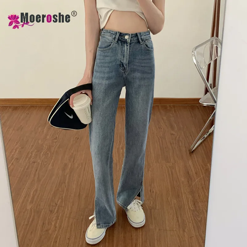 Повседневные Асимметричные прямые джинсы Moeroshe с высокой талией для женщин, синие джинсовые брюки с Боковым Разрезом, женские длинные брюки ... 
Повседневные Асимметричные прямые джинсы Moeroshe с высокой талией для женщин, синие джинсовые брюки с Боковым Разрезом, женские длинные брюки ...