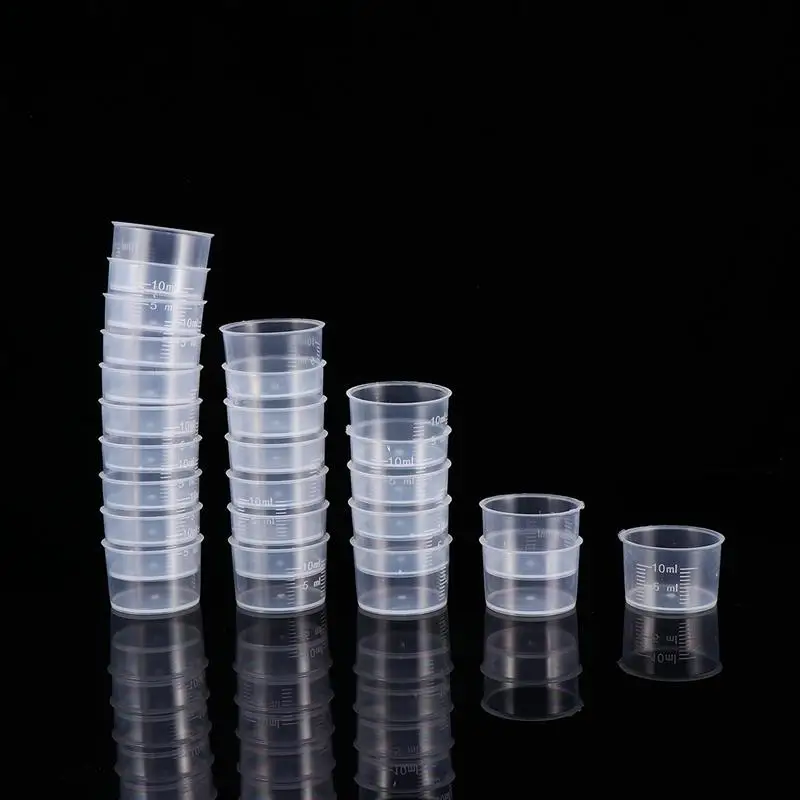 Фото 100 шт. одноразовые измерительные чашки 10 мл утолщенные прозрачные пластиковые
