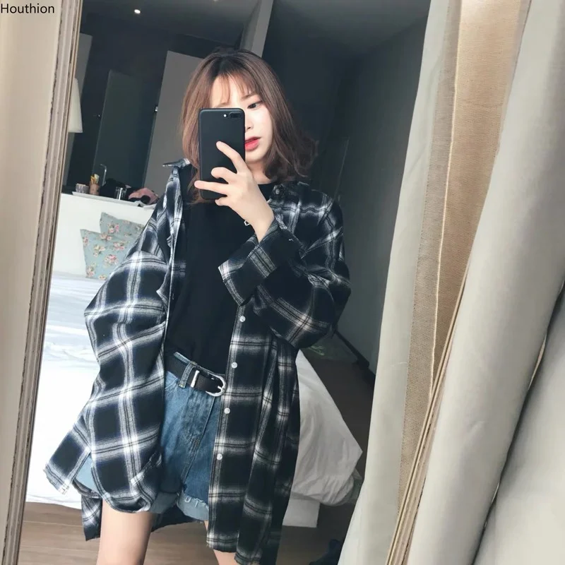 Houthion Women's Blouses New Casual Blouse Fashion Mid-length Shirt Loose Plus Size Tops Long Sleeve Top Plaid Printing
Houthion Women's Blouses New Casual Blouse Fashion Mid-length Shirt Loose Plus Size Tops Long Sleeve Top Plaid Printing