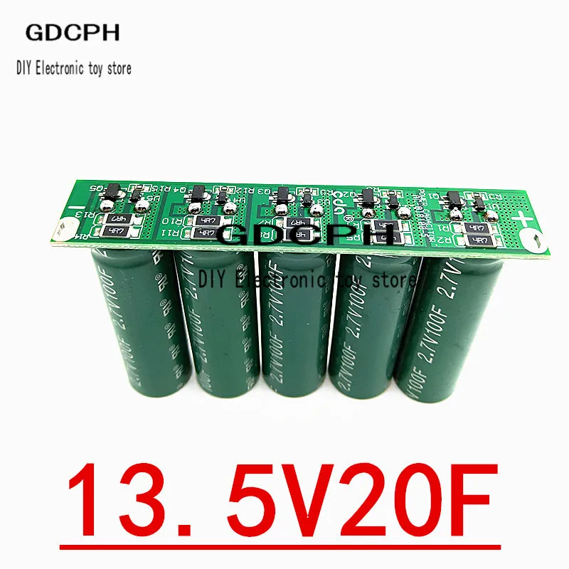 Uper Farad конденсаторы 5 шт. 2 7 V 100F супер конденсатор с защитой 13 20F Ultracapacitor|Аксессуары