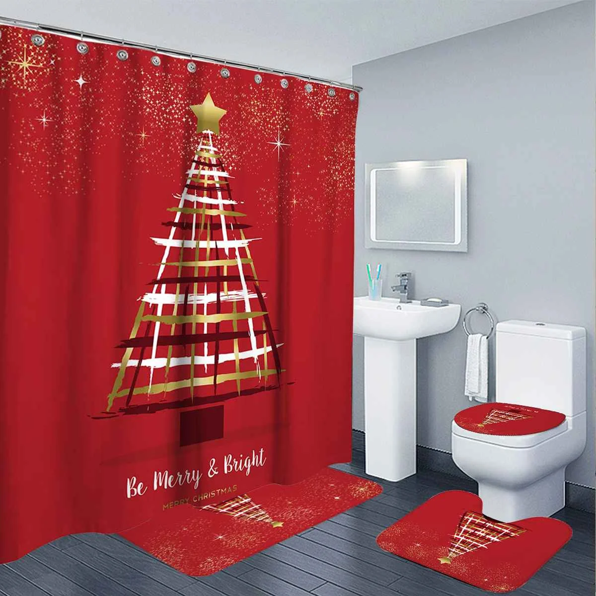Merry Christmas Waterproof Bath Shower Curtain Christmas Santa Claus Bath Mat Lid Toilet Cover Polyester Shower Curtain
Merry Christmas Waterproof Bath Shower Curtain Christmas Santa Claus Bath Mat Lid Toilet Cover Polyester Shower Curtain