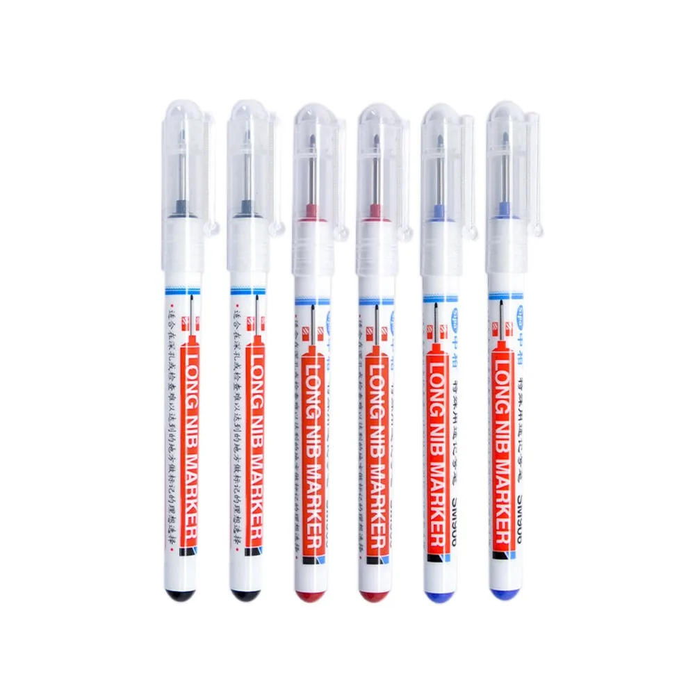 6Pcs Long Head Markers Wood Floor Woodworking Decoration Multi-purpose Deep Hole Marker Pen Metal Marking Pen Red/Black/Blue Ink
6Pcs Long Head Markers Wood Floor Woodworking Decoration Multi-purpose Deep Hole Marker Pen Metal Marking Pen Red/Black/Blue Ink