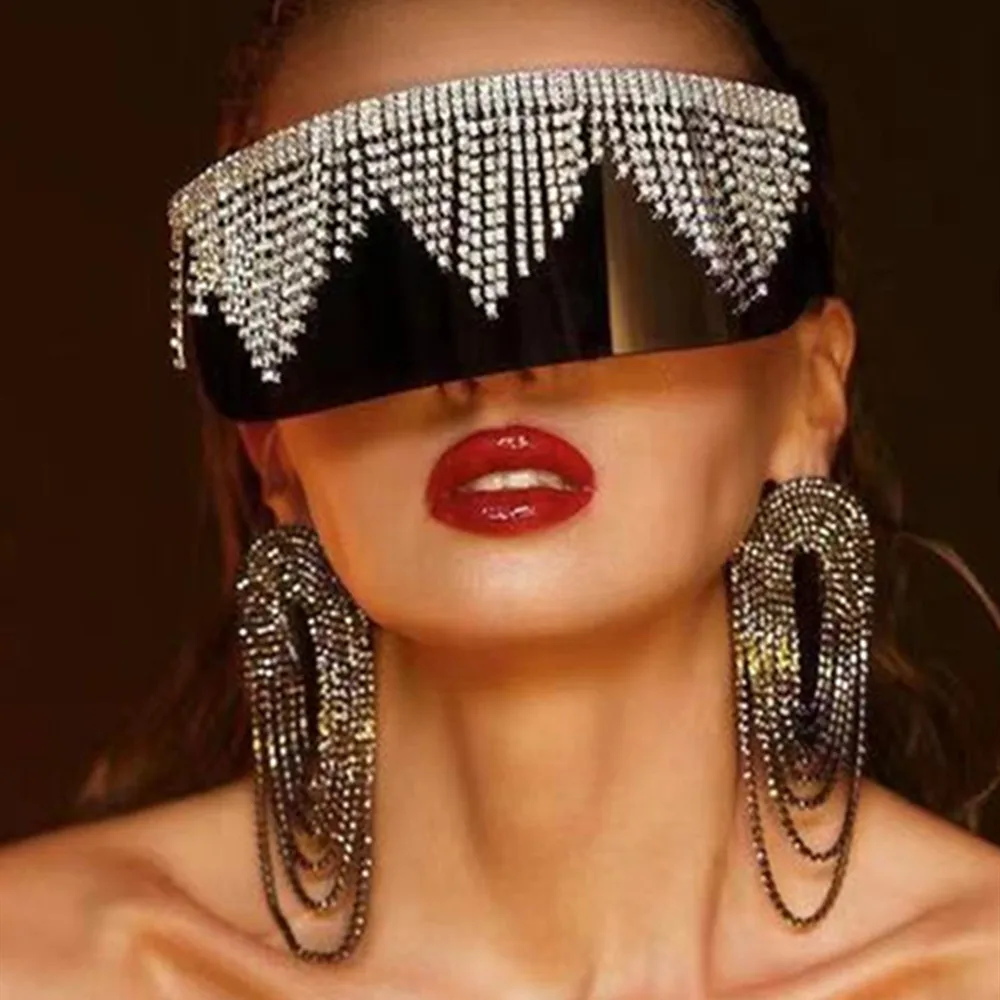 

Sexy Black Rhinestone Multilayer Tassel Statement Earrings for Women Luxury Crystal Geometric Long Dangle Drop Earrings Jewelry