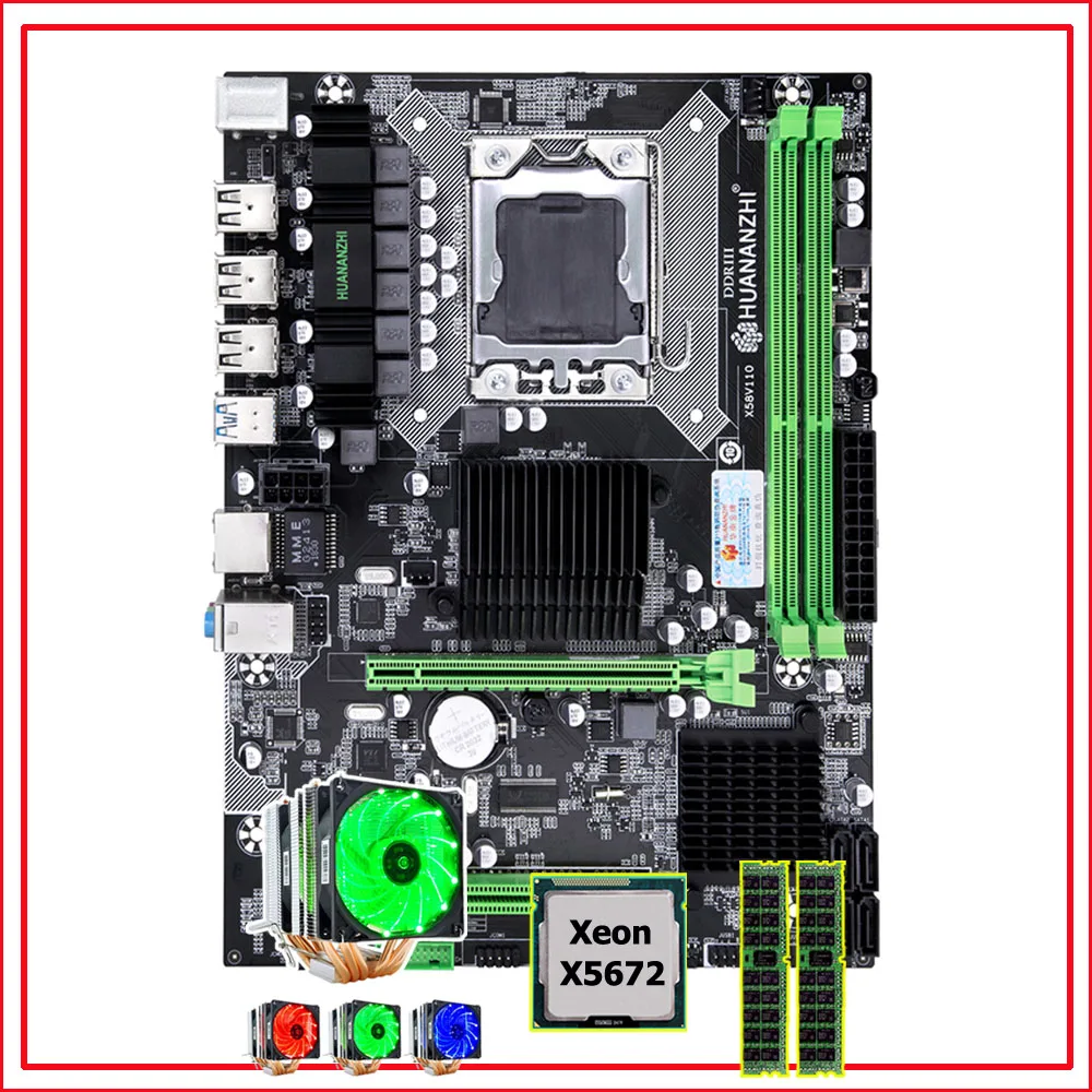 Комплект материнской платы HUANANZHI X58 Pro LGA1366 процессор Intel Xeon X5672 3 2 ГГц 6 тепловых