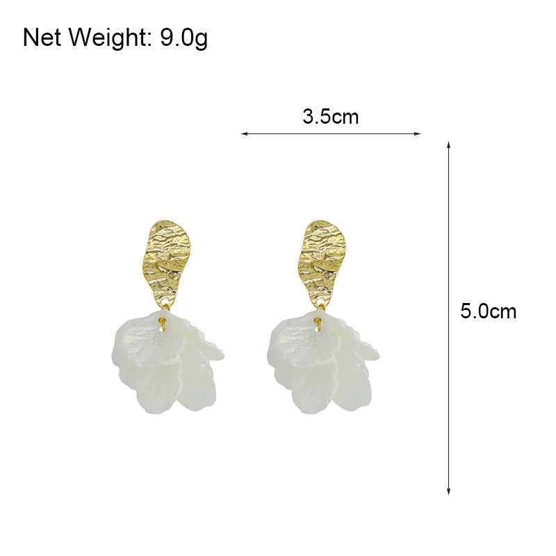 Flashbuy Fashion Crack Shell Flower Drop Earrings for Women Gold Metal Statement Earrings Wedding Jewelry Gift
