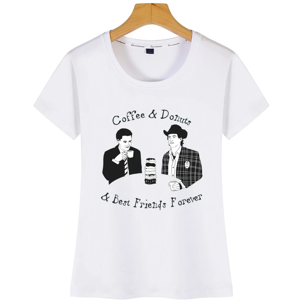 Tops T Shirt Women Twin Peaks Sheriff Harry And Agent Cooper Vogue White Cotton Tshirt | Женская одежда